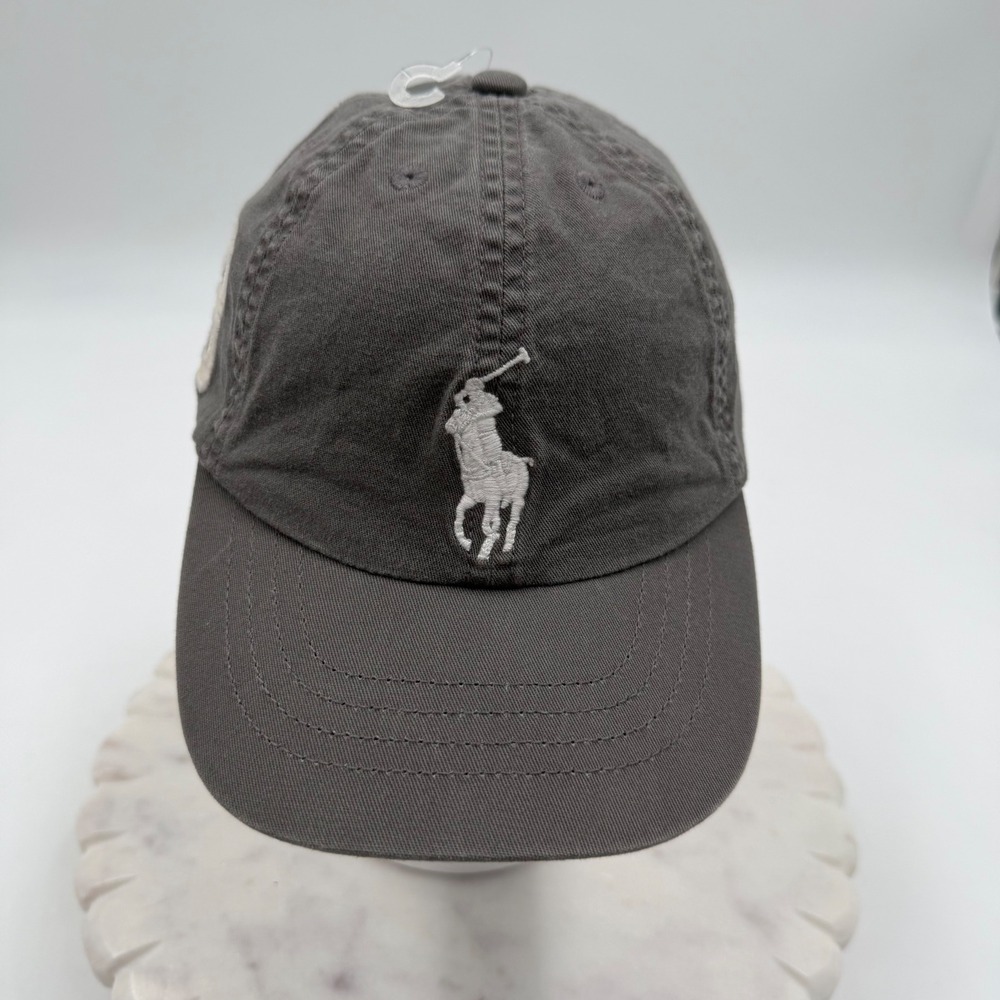 Polo Ralph Lauren Kids Big Pony Baseball Cap Gray Adjustable Hat Size 4-7